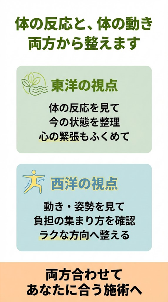 体の反応と、体の動き 両方から整えます